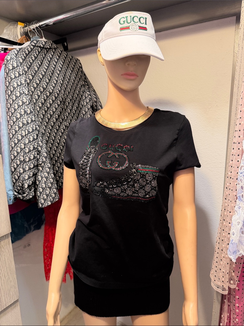 Gucci Black Medium rhinestones medium  T-shirt